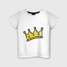 Детская футболка хлопок с принтом корона рисунок , 100% хлопок | круглый вырез горловины, полуприлегающий силуэт, длина до линии бедер | босс | власть | королева | король | корона | рисунок | самолюбие | царевич | царевна | царь