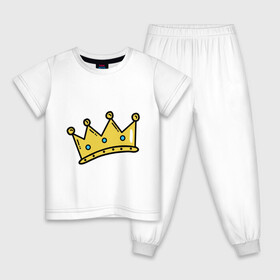 Детская пижама хлопок с принтом корона рисунок , 100% хлопок |  брюки и футболка прямого кроя, без карманов, на брюках мягкая резинка на поясе и по низу штанин
 | босс | власть | королева | король | корона | рисунок | самолюбие | царевич | царевна | царь