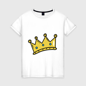 Женская футболка хлопок с принтом корона рисунок , 100% хлопок | прямой крой, круглый вырез горловины, длина до линии бедер, слегка спущенное плечо | босс | власть | королева | король | корона | рисунок | самолюбие | царевич | царевна | царь
