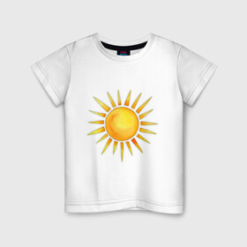 Детская футболка хлопок с принтом солнце рисунок , 100% хлопок | круглый вырез горловины, полуприлегающий силуэт, длина до линии бедер | астрономия | жара | звезда | космос | лето | лучи | рисунок | свет | светило | солнце | солнышко