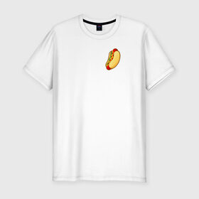 Мужская футболка хлопок Slim с принтом Hot dog , 92% хлопок, 8% лайкра | приталенный силуэт, круглый вырез ворота, длина до линии бедра, короткий рукав | hot dog | еда | лето 2021 | стиль | тренд | хот дог