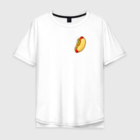 Мужская футболка хлопок Oversize с принтом Hot dog , 100% хлопок | свободный крой, круглый ворот, “спинка” длиннее передней части | hot dog | еда | лето 2021 | стиль | тренд | хот дог