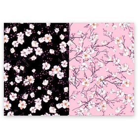 Поздравительная открытка с принтом САКУРА | SAKURA | ВИШНЯ , 100% бумага | плотность бумаги 280 г/м2, матовая, на обратной стороне линовка и место для марки
 | chery | flowers | japan | roses | sakura | вишня | растения | розы | ромашка | сакура | тюльпаны | цветы | цветы сакуры | япония