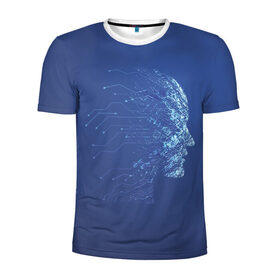 Мужская футболка 3D спортивная с принтом Digital face , 100% полиэстер с улучшенными характеристиками | приталенный силуэт, круглая горловина, широкие плечи, сужается к линии бедра | digital face | схема | цифровое лицо | цифровые технологии