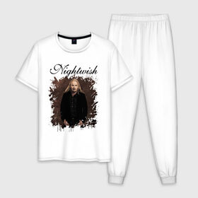 Мужская пижама хлопок с принтом Nightwish / Найтвиш Эмппу (Z) , 100% хлопок | брюки и футболка прямого кроя, без карманов, на брюках мягкая резинка на поясе и по низу штанин
 | music | nightwish | nuclear blast | rock | spinefarm | вуоринен | лого | музыка | найтвиш | рок | симфоник метал | тарья турунен | флор янсен | эмппу | эрно эмппу вуоринен