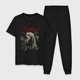Мужская пижама хлопок с принтом Nightwish | Найтвиш Марко (Z) , 100% хлопок | брюки и футболка прямого кроя, без карманов, на брюках мягкая резинка на поясе и по низу штанин
 | Тематика изображения на принте: marco | music | nightwish | nuclear blast | rock | spinefarm | лого | марко | марко хиетала | музыка | найтвиш | рок | симфоник метал | тарья турунен | флор янсен | хиетала