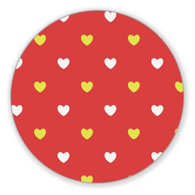 Коврик для мышки круглый с принтом Сердечки на красном паттерн , резина и полиэстер | круглая форма, изображение наносится на всю лицевую часть | background | design | fabric | heart | love | pattern | red | romance | romantic | seamless | valentine | красный | любовь | рисунок | романтика | сердце | узор