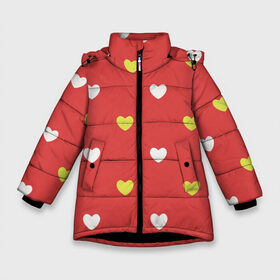 Зимняя куртка для девочек 3D с принтом Сердечки на красном паттерн , ткань верха — 100% полиэстер; подклад — 100% полиэстер, утеплитель — 100% полиэстер. | длина ниже бедра, удлиненная спинка, воротник стойка и отстегивающийся капюшон. Есть боковые карманы с листочкой на кнопках, утяжки по низу изделия и внутренний карман на молнии. 

Предусмотрены светоотражающий принт на спинке, радужный светоотражающий элемент на пуллере молнии и на резинке для утяжки. | background | design | fabric | heart | love | pattern | red | romance | romantic | seamless | valentine | красный | любовь | рисунок | романтика | сердце | узор