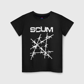 Детская футболка хлопок с принтом SCUM , 100% хлопок | круглый вырез горловины, полуприлегающий силуэт, длина до линии бедер | Тематика изображения на принте: action | game | scum | tec1 | выживание | выжить | ресурсы | скам игра | тюремная