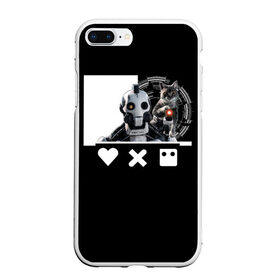 Чехол для iPhone 7Plus/8 Plus матовый с принтом Андроид XBOT 4000 , Силикон | Область печати: задняя сторона чехла, без боковых панелей | Тематика изображения на принте: андроид | белочерный | белый | знак | кот | котик | кошка | любовь | механизм | робот | роботы | черный