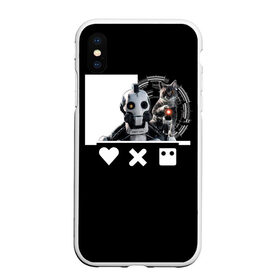 Чехол для iPhone XS Max матовый с принтом Андроид XBOT 4000 , Силикон | Область печати: задняя сторона чехла, без боковых панелей | Тематика изображения на принте: андроид | белочерный | белый | знак | кот | котик | кошка | любовь | механизм | робот | роботы | черный