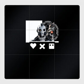 Магнитный плакат 3Х3 с принтом Андроид XBOT 4000 , Полимерный материал с магнитным слоем | 9 деталей размером 9*9 см | Тематика изображения на принте: андроид | белочерный | белый | знак | кот | котик | кошка | любовь | механизм | робот | роботы | черный