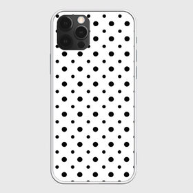 Чехол для iPhone 12 Pro Max с принтом Точки черные на белом , Силикон |  | Тематика изображения на принте: abstract | background | black | geometric | pattern | spot | texture | various | wrapping | горошек | крапинки | пятнаround | разные  узор | точки | черные