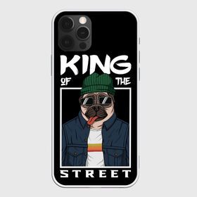 Чехол для iPhone 12 Pro Max с принтом King Street , Силикон |  | animal | art | brutal | dog | illustration | king | of | pug | street | the | арт | брутальный | бульдог | в | животное | зверь | король | надпись | одежде | очках | пёс | рамка | собака | текст | улиц | улицы | уличный | шапке