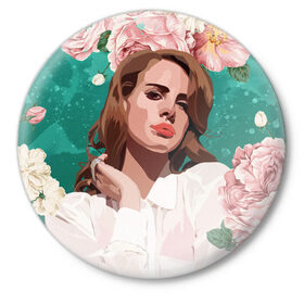 Значок с принтом lana del rey ,  металл | круглая форма, металлическая застежка в виде булавки | Тематика изображения на принте: lana del rey | music | лана дел рей | музыка | певица