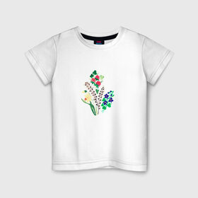 Детская футболка хлопок с принтом Разные цветы , 100% хлопок | круглый вырез горловины, полуприлегающий силуэт, длина до линии бедер | картинки | лето | нарциссы | популярные | прикольные | растения | тренды | цветы