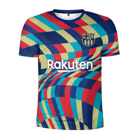 Мужская футболка 3D спортивная с принтом FC Barcelona La Liga Pre-Match (2021 22) , 100% полиэстер с улучшенными характеристиками | приталенный силуэт, круглая горловина, широкие плечи, сужается к линии бедра | 0x000000123 | barca | barcelona | elclasico | la liga | messi | pre match | барса | барселона | классико | месси