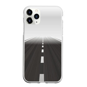 Чехол для iPhone 11 Pro Max матовый с принтом Дорога уходящая в даль , Силикон |  | asphalt | road | асфальт | дорога | дорожная разметка