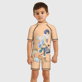 Детский купальный костюм 3D с принтом Ena , Полиэстер 85%, Спандекс 15% | застежка на молнии на спине | anime | yuru camp | аниме | анимэ | лагерь на свежем воздухе | надэсико | рин | фудзи