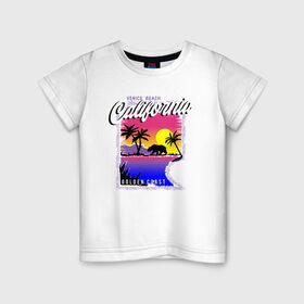 Детская футболка хлопок с принтом California , 100% хлопок | круглый вырез горловины, полуприлегающий силуэт, длина до линии бедер | california | coast | загар | закат | калифорния | медведь | море | отдых | пляж