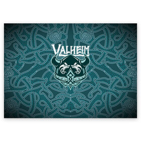 Поздравительная открытка с принтом Valheim , 100% бумага | плотность бумаги 280 г/м2, матовая, на обратной стороне линовка и место для марки
 | fantasy | mmo | valheim | valve | валхейм | вальхейм | викинги | выживалка | игра | королевская битва | ммо | ролевая игра | фэнтази