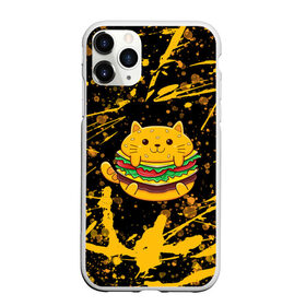 Чехол для iPhone 11 Pro матовый с принтом Котобургер , Силикон |  | брызги | булка | бургер кот | буттерброд | гамбургер | желтый | котенок | котик | котобургер | краски | оранжевый | сендвич | фаст фуд | чизбургер