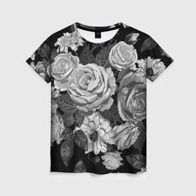 Женская футболка 3D с принтом Розы , 100% полиэфир ( синтетическое хлопкоподобное полотно) | прямой крой, круглый вырез горловины, длина до линии бедер | flowers | герберы | контур | легкие | лилии | мягкие | роза | ромашка | тренд | цветы