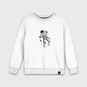 Детский свитшот хлопок с принтом Космонавт , 100% хлопок | круглый вырез горловины, эластичные манжеты, пояс и воротник | астронавт | день космонавтики | космонавт | полет