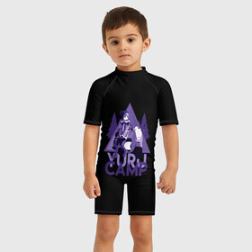 Детский купальный костюм 3D с принтом YURU CAMP , Полиэстер 85%, Спандекс 15% | застежка на молнии на спине | anime | yuru camp | аниме | анимэ | лагерь на свежем воздухе | надэсико | рин | фудзи