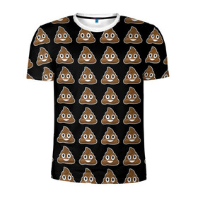 Мужская футболка 3D спортивная с принтом Pile of Poo on black , 100% полиэстер с улучшенными характеристиками | приталенный силуэт, круглая горловина, широкие плечи, сужается к линии бедра | Тематика изображения на принте: emoji | pile of poo | poop | смайлик | эмодзи