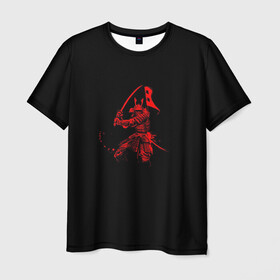 Мужская футболка 3D с принтом Самурай на поле боя , 100% полиэфир | прямой крой, круглый вырез горловины, длина до линии бедер | боевые исскуства | история | минимализм | самурай