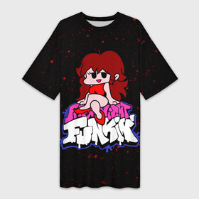 Платье-футболка 3D с принтом Friday Night Funkin ,  |  | friday night funkin | в пятницу вечером | детям | логотипы игр | мелодия пятничного вечера | мультяшный | персонажи игр | пико | пятничный вечер фанкин | фанкин