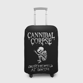 Чехол для чемодана 3D с принтом Cannibal Corpse , 86% полиэфир, 14% спандекс | двустороннее нанесение принта, прорези для ручек и колес | cannibal corpse | kreator | punk rock | slayer | sodom | анархия | блэк метал | гаражный рок | гранж | дэт метал | металл | панк рок | рок музыка | рок н ролл | рокер | треш метал | труп каннибал | тяжелый рок | хард рок