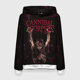 Женская толстовка 3D с принтом Cannibal Corpse | Skeleton , 100% полиэстер  | двухслойный капюшон со шнурком для регулировки, мягкие манжеты на рукавах и по низу толстовки, спереди карман-кенгуру с мягким внутренним слоем. | blood | bones | cannibal corpse | skeleton | skull | кости | кровь | скелет | труп каннибала | череп