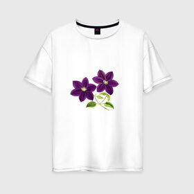 Женская футболка хлопок Oversize с принтом Два цветка , 100% хлопок | свободный крой, круглый ворот, спущенный рукав, длина до линии бедер
 | иллюстрации | картинки | лето | листья | популярные | прикольные | природа | тренд | цветы