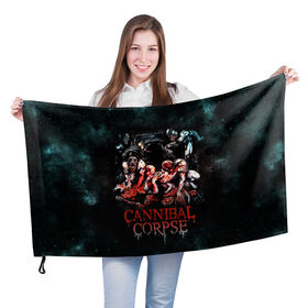 Флаг 3D с принтом Cannibal Corpse , 100% полиэстер | плотность ткани — 95 г/м2, размер — 67 х 109 см. Принт наносится с одной стороны | canibal corpse | cannibal corpse | death metal | группы | дэт метал | канибал корпс | метал | рок