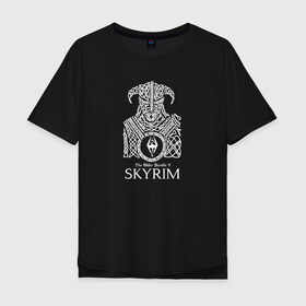 Мужская футболка хлопок Oversize с принтом Skyrim / Скайрим , 100% хлопок | свободный крой, круглый ворот, “спинка” длиннее передней части | skyrim | the elder scrolls | викинг | войн | довакин | игра | рыцарь | скайрим