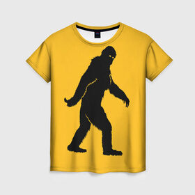 Женская футболка 3D с принтом Йети , 100% полиэфир ( синтетическое хлопкоподобное полотно) | прямой крой, круглый вырез горловины, длина до линии бедер | bigfoot | yeti | бигфут | горилла | йети | обезьяна | силуэт