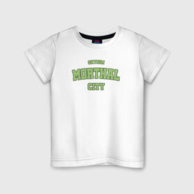 Детская футболка хлопок с принтом SKYRIM - MORTHAL CITY , 100% хлопок | круглый вырез горловины, полуприлегающий силуэт, длина до линии бедер | morthal | skyrim | tes | varsity | видеоигры | морфал | скайрим