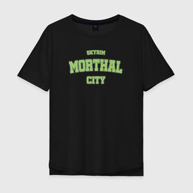 Мужская футболка хлопок Oversize с принтом SKYRIM - MORTHAL CITY , 100% хлопок | свободный крой, круглый ворот, “спинка” длиннее передней части | morthal | skyrim | tes | varsity | видеоигры | морфал | скайрим