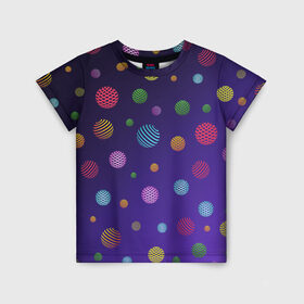 Детская футболка 3D с принтом Разноцветные шары, планеты , 100% гипоаллергенный полиэфир | прямой крой, круглый вырез горловины, длина до линии бедер, чуть спущенное плечо, ткань немного тянется | abstract shapes | blue | colorful balls | galaxy | green | orange | planets | purple | red | shapes | space | yellow | абстрактные фигуры | галактика | желтый | зеленый | космос | красный | оранжевый | планеты | разноцветные шары | фигуры | фиол
