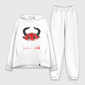 Женский костюм хлопок Oversize с принтом Не сегодня Сатана ,  |  | devil | diablo | english | hell | lettering | lucifer | not today satan | red devil | retro | satan | vintage | ад | английский язык | винтаж | грустный дьявол | дьябло | леттеринг | люцифер | надпись | повелитель ада | ретро | сатанизм | 