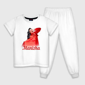 Детская пижама хлопок с принтом Манижа  Manizha , 100% хлопок |  брюки и футболка прямого кроя, без карманов, на брюках мягкая резинка на поясе и по низу штанин
 | Тематика изображения на принте: manizha | далеровна | душанбе | евровидение | евровидение 2021 | манижа | певица | таджикистан | хамраева