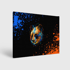 Холст прямоугольный с принтом КРАСОЧНАЯ ПАНДА , 100% ПВХ |  | blue | colors | orange | paints | panda | брызги | краски | медведь | панда