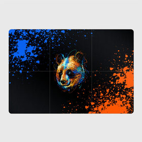 Магнитный плакат 3Х2 с принтом КРАСОЧНАЯ ПАНДА , Полимерный материал с магнитным слоем | 6 деталей размером 9*9 см | blue | colors | orange | paints | panda | брызги | краски | медведь | панда