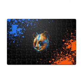 Пазл магнитный 126 элементов с принтом КРАСОЧНАЯ ПАНДА , полимерный материал с магнитным слоем | 126 деталей, размер изделия —  180*270 мм | blue | colors | orange | paints | panda | брызги | краски | медведь | панда