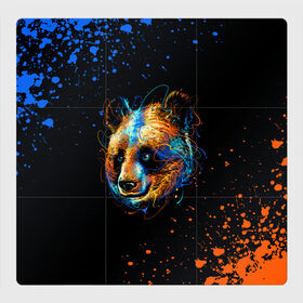 Магнитный плакат 3Х3 с принтом КРАСОЧНАЯ ПАНДА , Полимерный материал с магнитным слоем | 9 деталей размером 9*9 см | blue | colors | orange | paints | panda | брызги | краски | медведь | панда