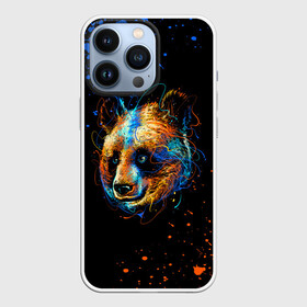 Чехол для iPhone 13 Pro с принтом КРАСОЧНАЯ ПАНДА ,  |  | blue | colors | orange | paints | panda | брызги | краски | медведь | панда
