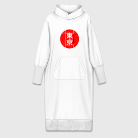 Платье удлиненное хлопок с принтом ТОКИО | Логотип ,  |  | japan | tokyo | иероглифы | кандзи | красный | круг | солнце | токио | япония