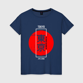 Женская футболка хлопок с принтом ТОКИО | Логотип , 100% хлопок | прямой крой, круглый вырез горловины, длина до линии бедер, слегка спущенное плечо | japan | tokyo | иероглифы | кандзи | красный | круг | солнце | токио | япония
